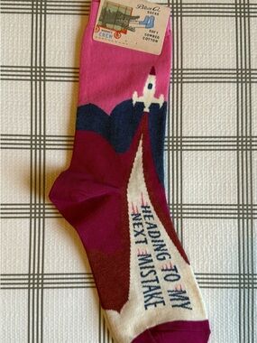 Blue Q Pink, Navy & Cream Rocket Crew Socks